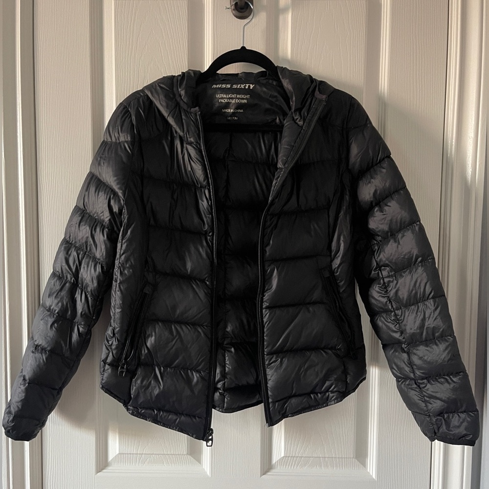 Miss Sixty Ultra Light Packable Down Black Puffer Jacket
